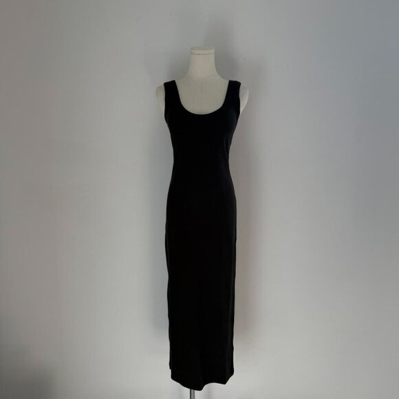 SoldOut.NYC Long Scoop It Up Dress | Black Ribbed Maxi | Womens Size Medium - Picture 1 of 5